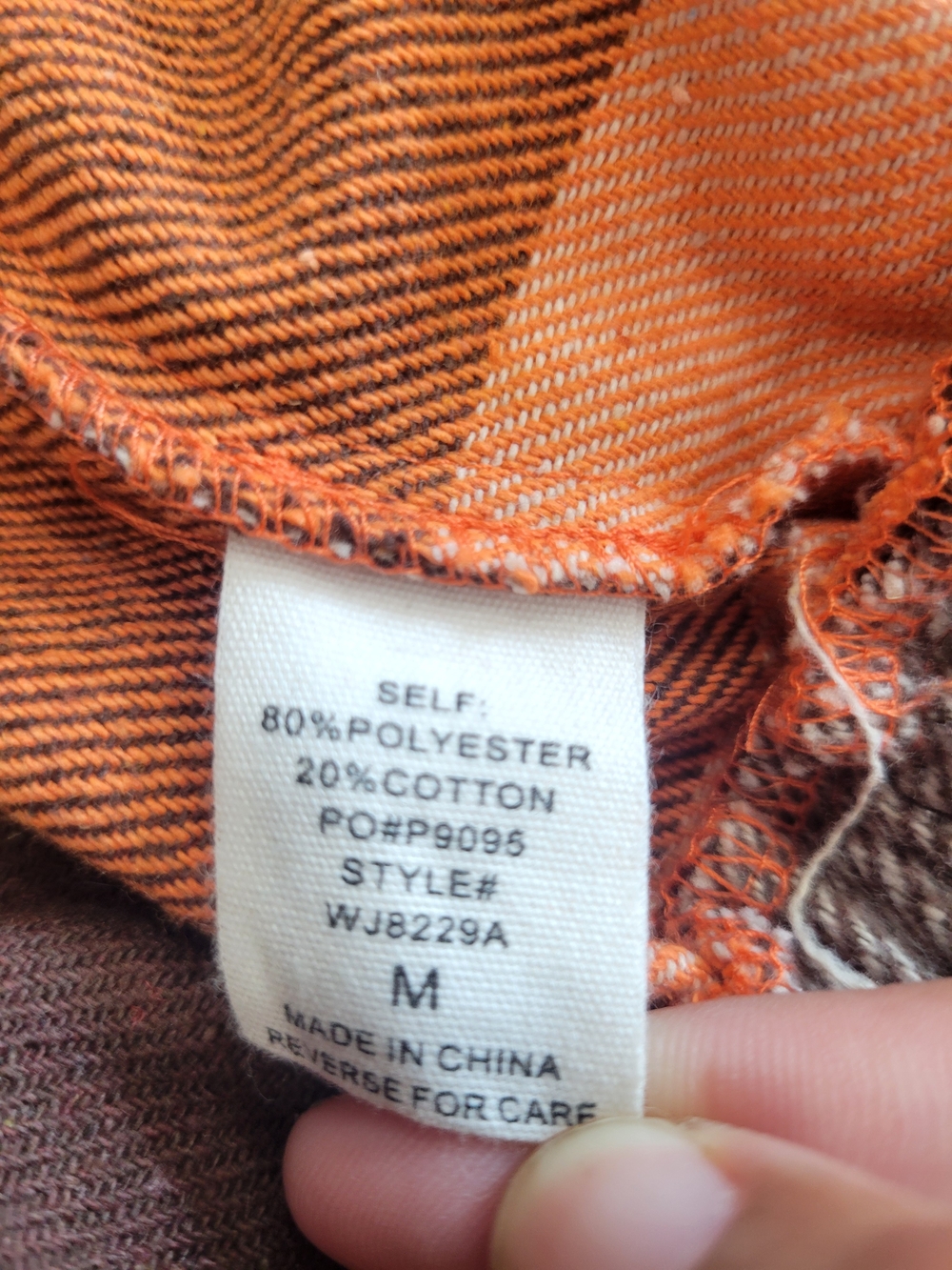 Timing Cropped Plaid Jean Shacket in Orange, Brown & Cream - Picture 13 of 14